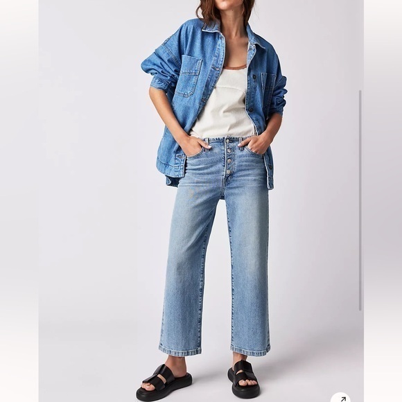 Free People Denim - New ▶️ FREE PEOPLE ◀️ Edwin Marli Ankle Mid Rise Cropped Wide Leg Jeans Size 26